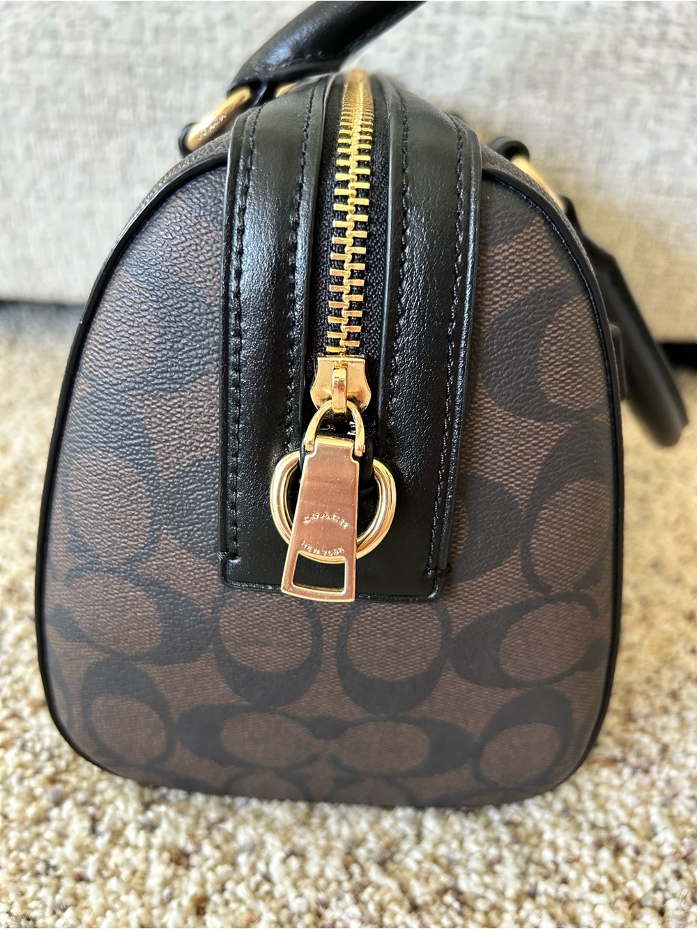 Inspired Canvas Satchel with Wallet & wristlet - Brown & Black - Picture 6 of 12